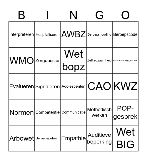 kennisexamen 2 Bingo Card