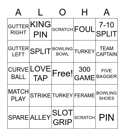 Bowling Bingo with Christina Bingo Card