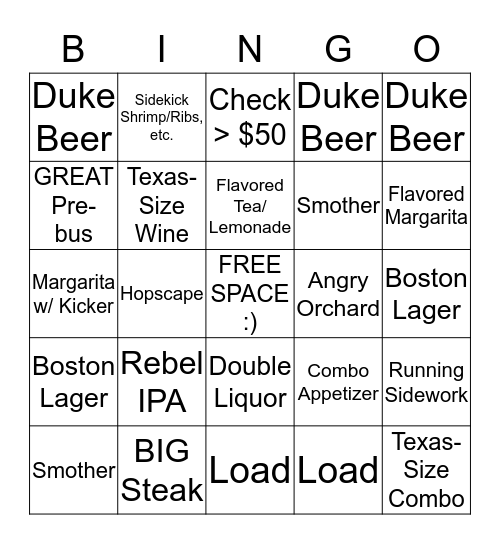 Server Bingo Card