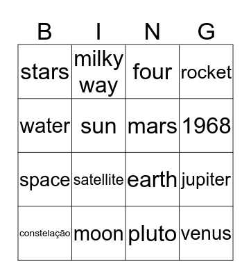 UNIVERSE BINGO Card