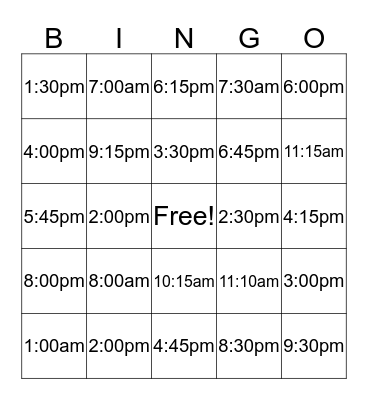 Time Bingo Card