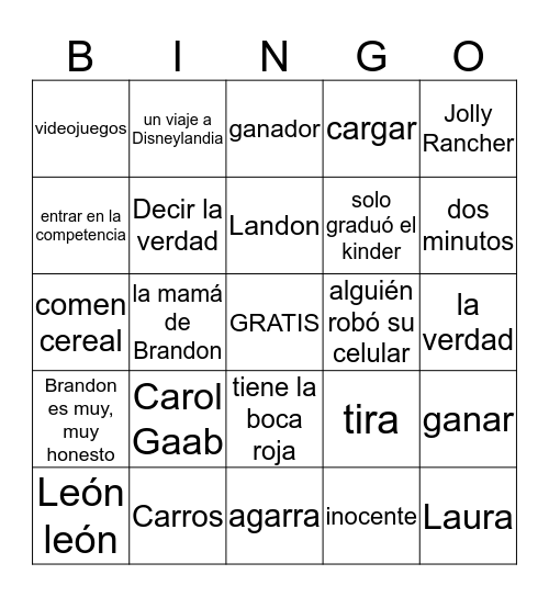 Brandon dice la verdad Bingo Card