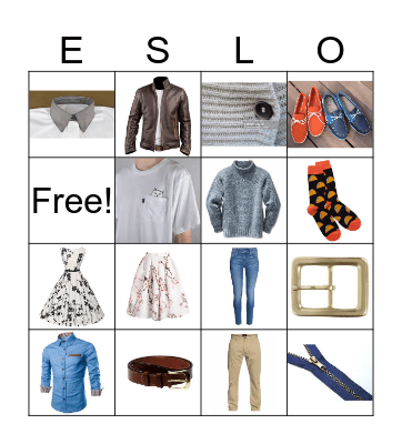 Clothes Part 1 Vocabulary  Bingo Card