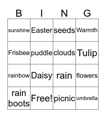 Spring Bingo Card