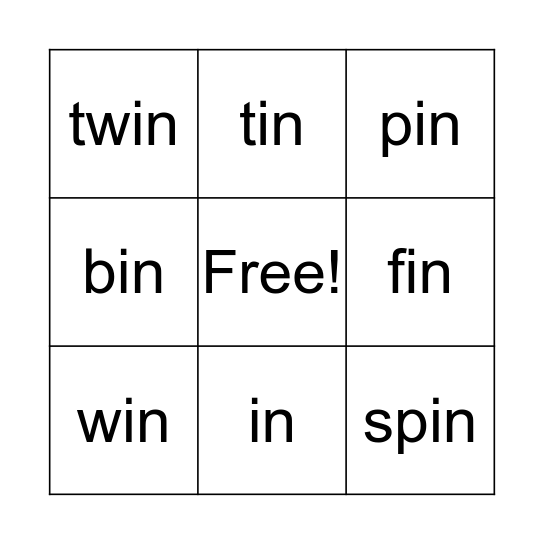 Kinder Bingo Card