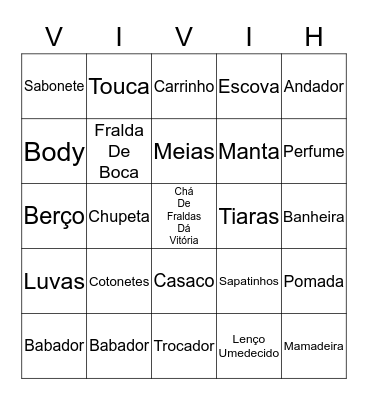 Bingo da Vitória Bingo Card