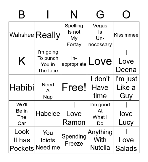 BANO BINGO!!! Bingo Card