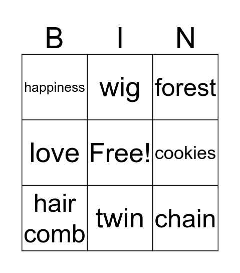 Special Gifts Bingo Card