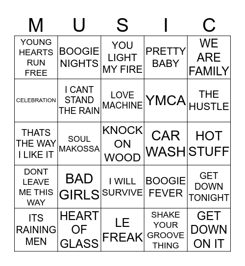 BEST OF DISCO 25 Bingo Card