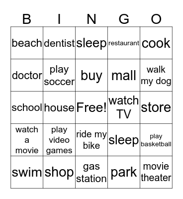 unit 3-community places/activities  Bingo Card
