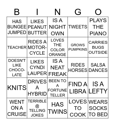 GET TO NOW YOU BINGO Card