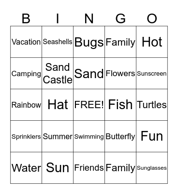 Summer Bingo Card