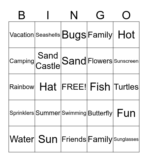 Summer Bingo Card