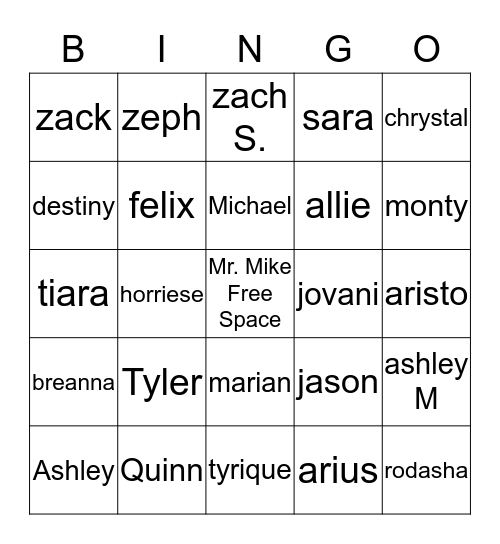 Teen Bingo Card