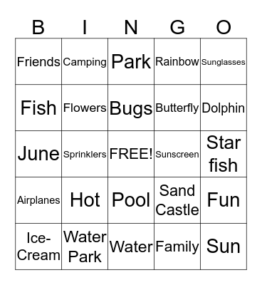 Summer Bingo Card