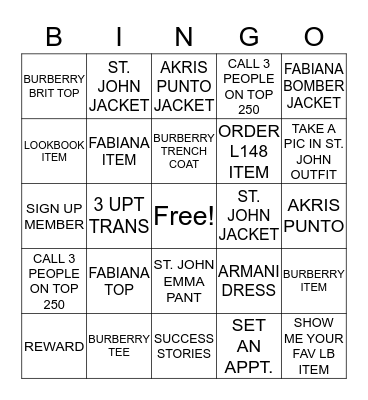 DESIGNER BINGO Card