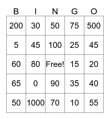 Los Numeros Bingo Card