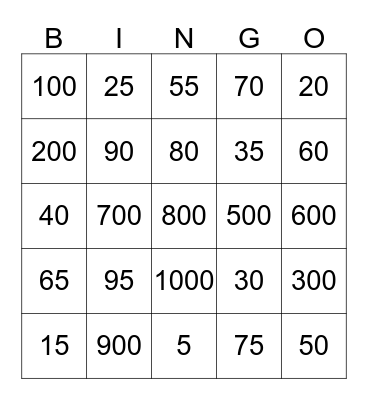 Los numeros Bingo Card