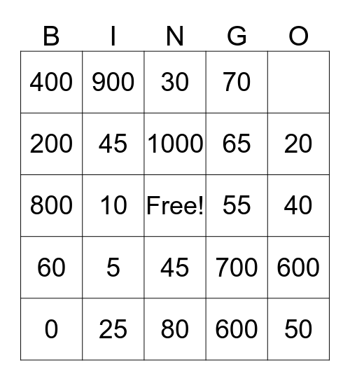 Los Numeros Bingo Card