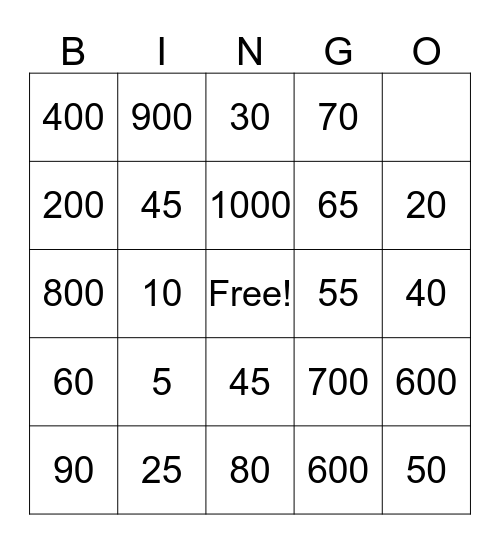 Los Numeros Bingo Card