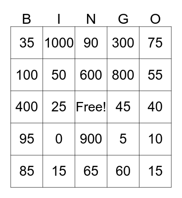 Los Numeros Bingo Card