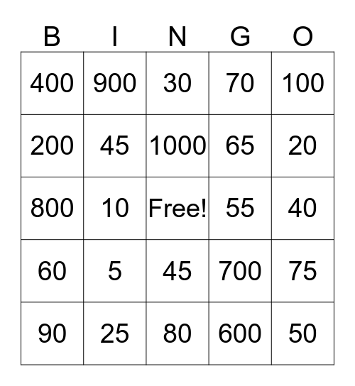 Los Numeros Bingo Card