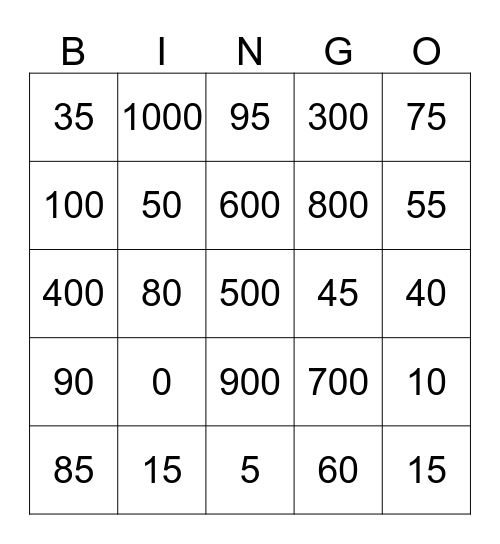 Los Numeros Bingo Card