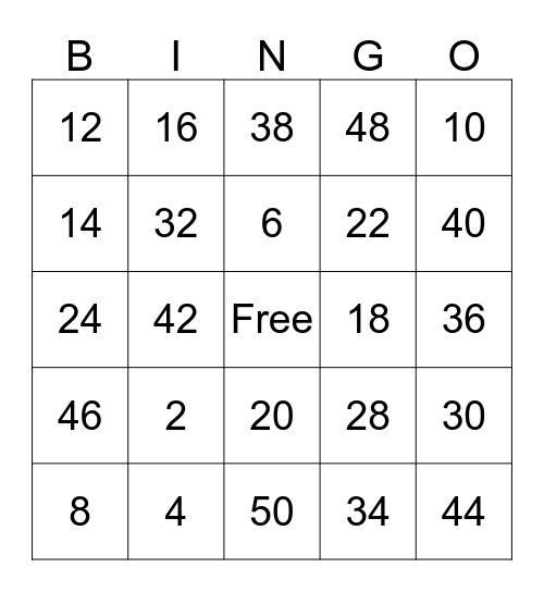 Los Numeros Bingo Card