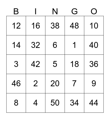 Los Numeros Bingo Card