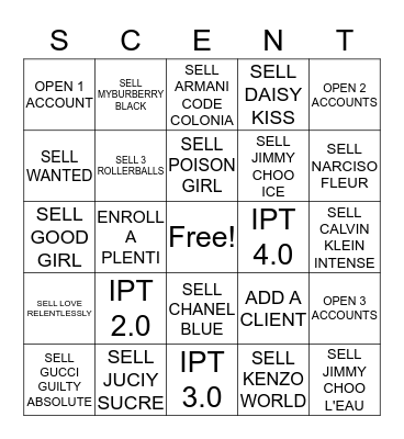 SCENT EVENT 3/29- 4/9/17 Bingo Card