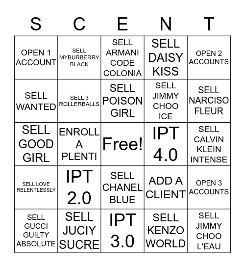 SCENT EVENT 3/29- 4/9/17 Bingo Card