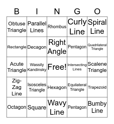 Abstract Art Bingo Card