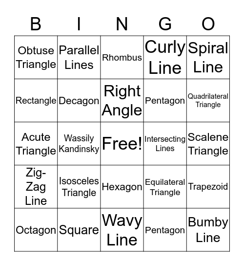 Abstract Art Bingo Card