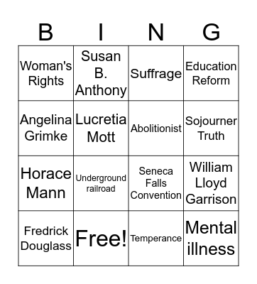 Age of Reform Bingo Card