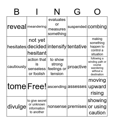 The Hidden Room & Finding the Tome Bingo Card