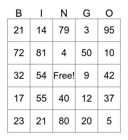 Fitness Fair Bingo Card