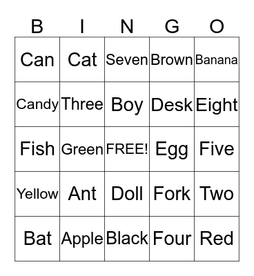 B1 Reading Bingo Card