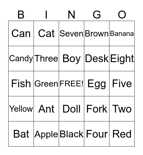 B1 Reading Bingo Card