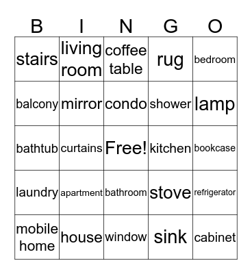 Housing Bingo Card