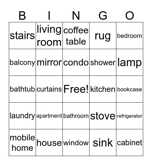 Housing Bingo Card