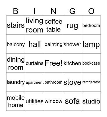 Housing Bingo Card