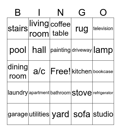 Housing Bingo Card