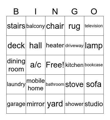 Housing Bingo Card