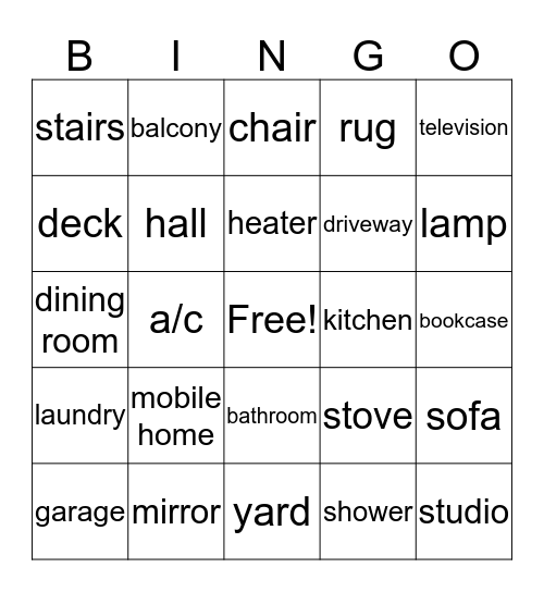 Housing Bingo Card
