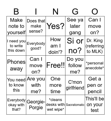 BRADINGO Bingo Card