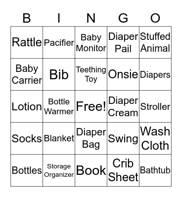 BABY SHOWER GIFT BINGO Card