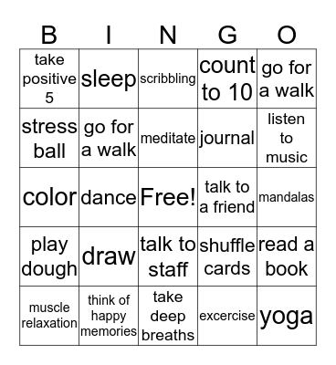 Coping Skills Bingo! Bingo Card