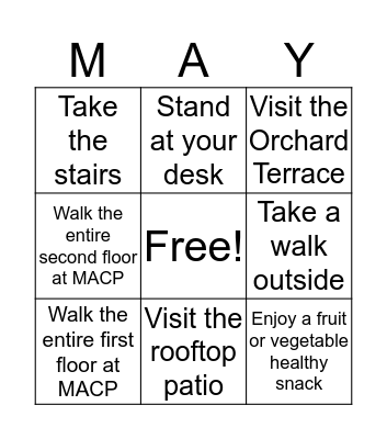 Let's Move MACP Bingo Card