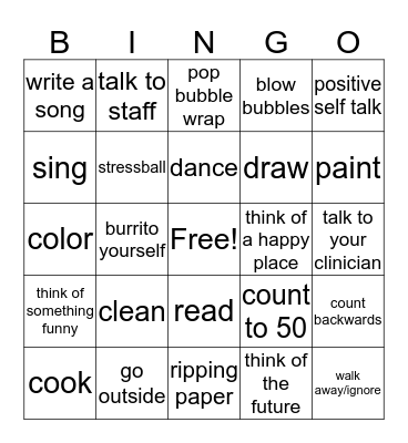 Coping Skills Bingo! Bingo Card