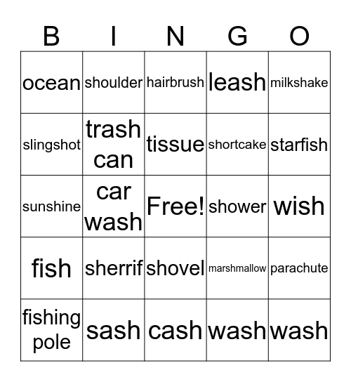 SH  Bingo Card